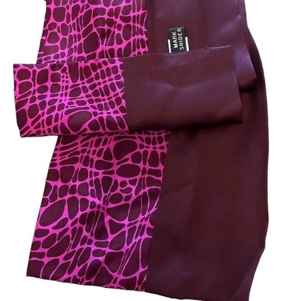 Mark Snider Burgundy & Bright Pink Graphic Print Extra Long Oblong Silk Scarf